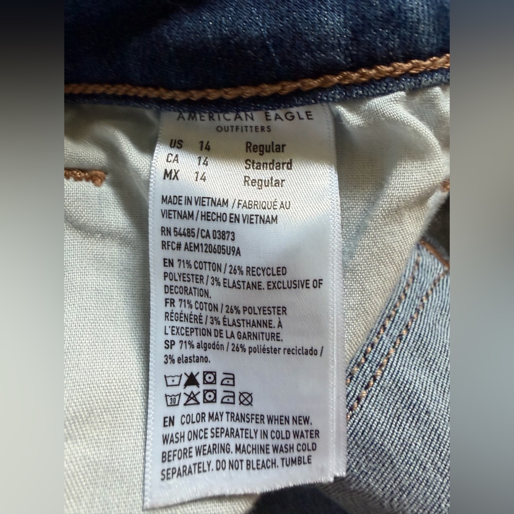 AE Next Level High-Waisted Skinny Kick Jeans /14, Tinted Medium/ - Picture 4 of 8